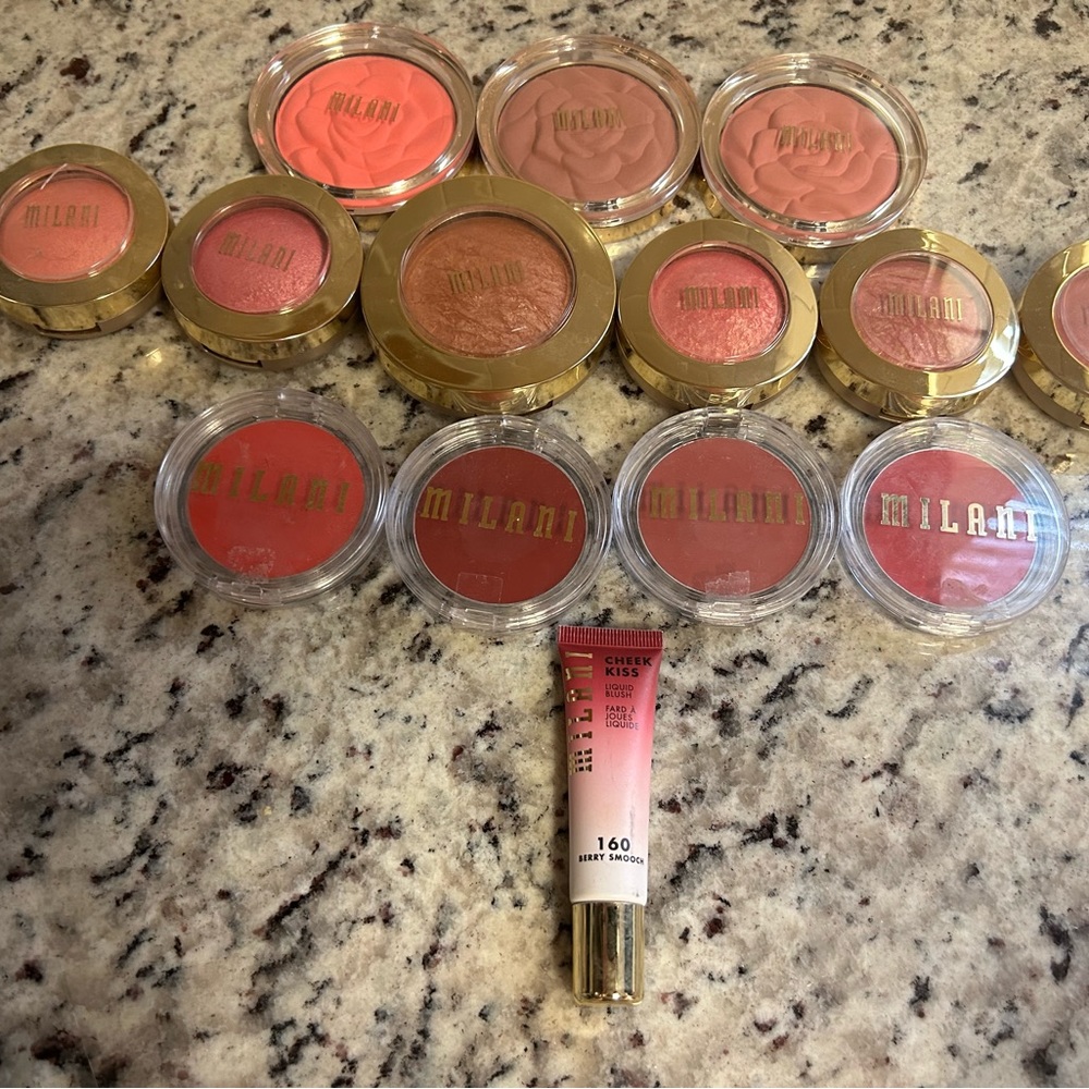 MILANI 14-Piece BLUSH/BRONZER Lot Set CREAM/LIQUID/POWDER Baked/Cheek Kiss WOW!!